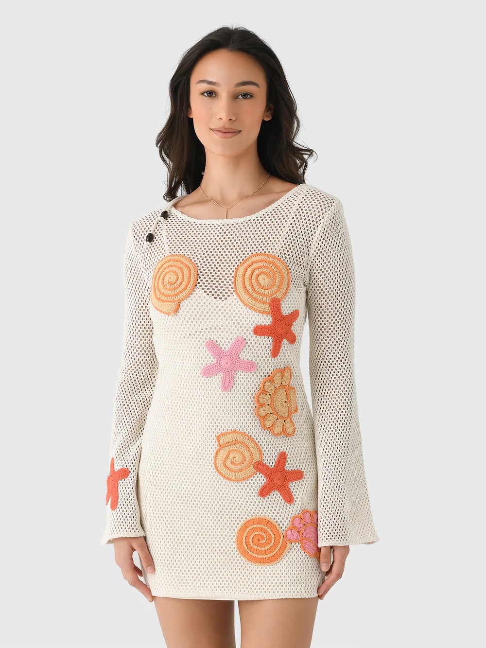 The Wolf Gang Enzo Mini Dress | Sea Shell Crochet NEW - Picture 2 of 16